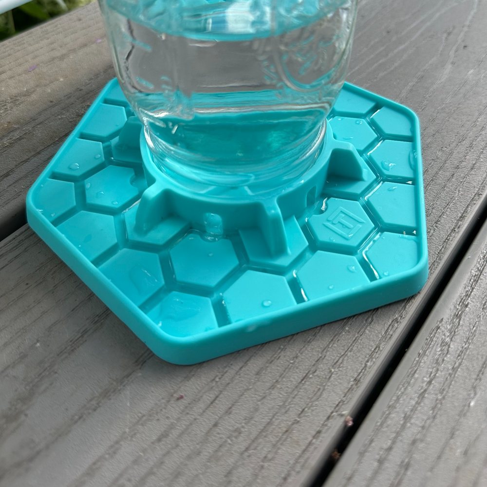 Drink coaster product on an outdoor table